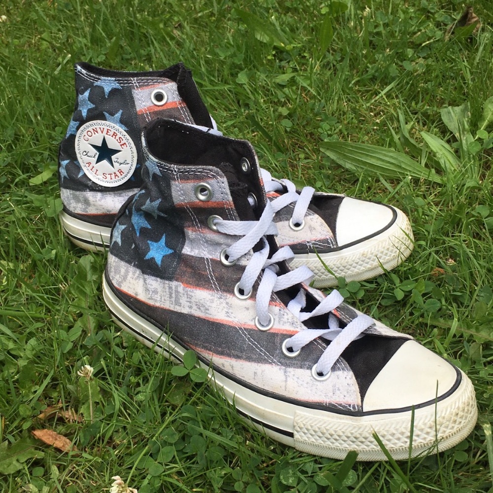 American flag, high top Converse